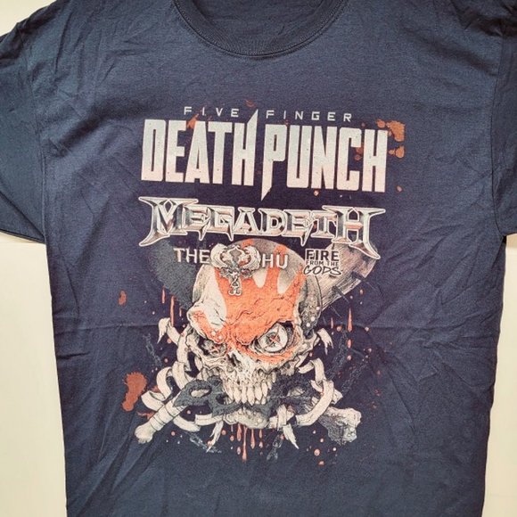 5 finger death punch 2022 tour shirt with Megadeth - Picture 1 of 2